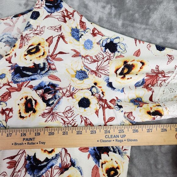 Maurices Womens Top 2X Multi Floral Lace 3/4 Flared Sleeve Boho Peasant Cottage - Picture 6 of 10